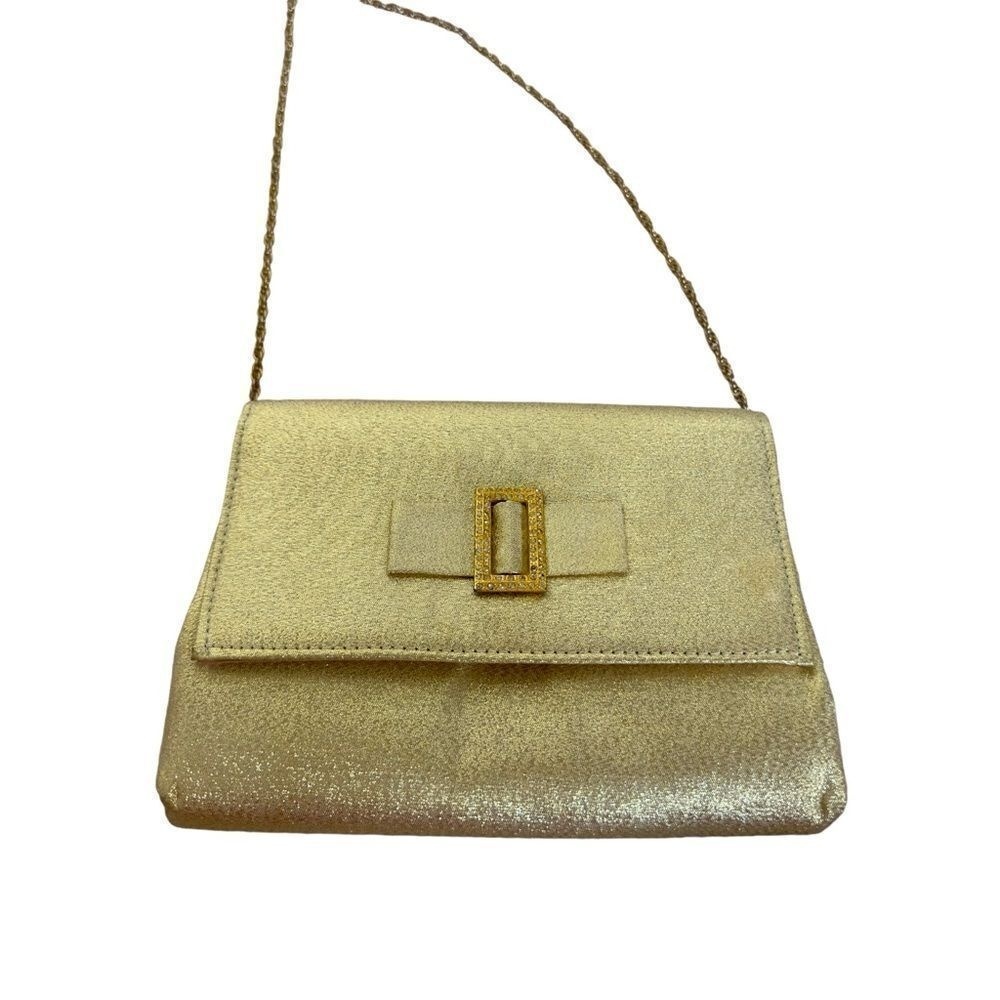 Vintage HL Harry Levine Metallic Gold Chain Shoulder Strap or Clutch Evening Bag